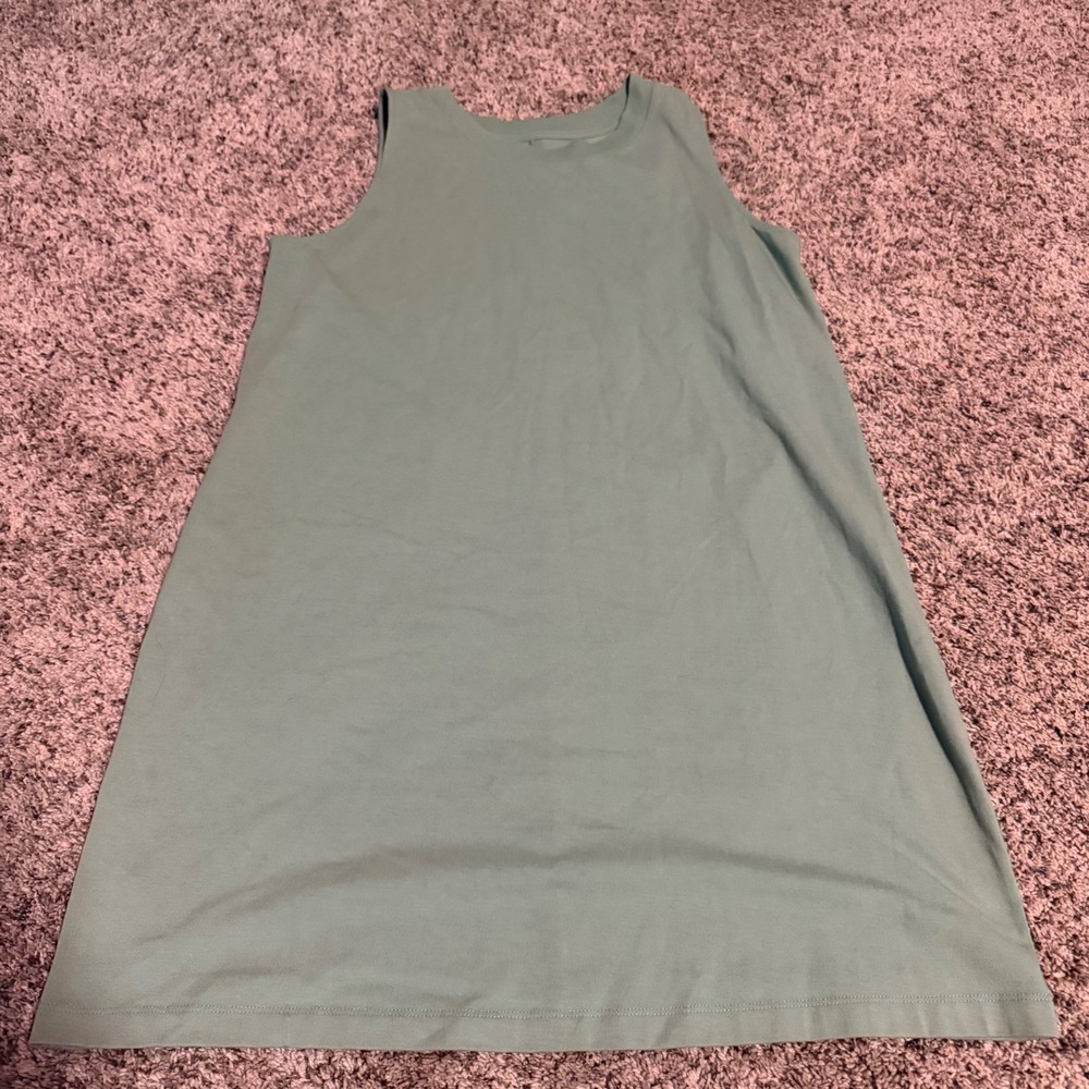 A New Day Women XL Sage Green Sleeveless Knit Shift Mini Dress Crew Neck Casual